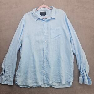 Jachs Linen Shirt Blue Oversized Relaxed Fit Coastal Button Down